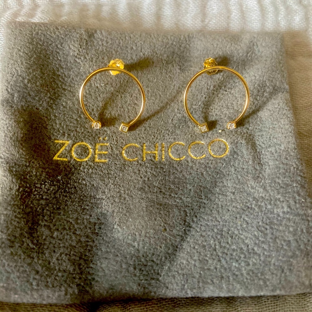 Zoe Chicco 14K open circle earrings with diamonds